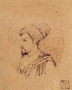 Rembrandt Harmensz Van Rijn A Medallion Portrait of Muhammad-Adil Shah of Bijapur oil painting artist